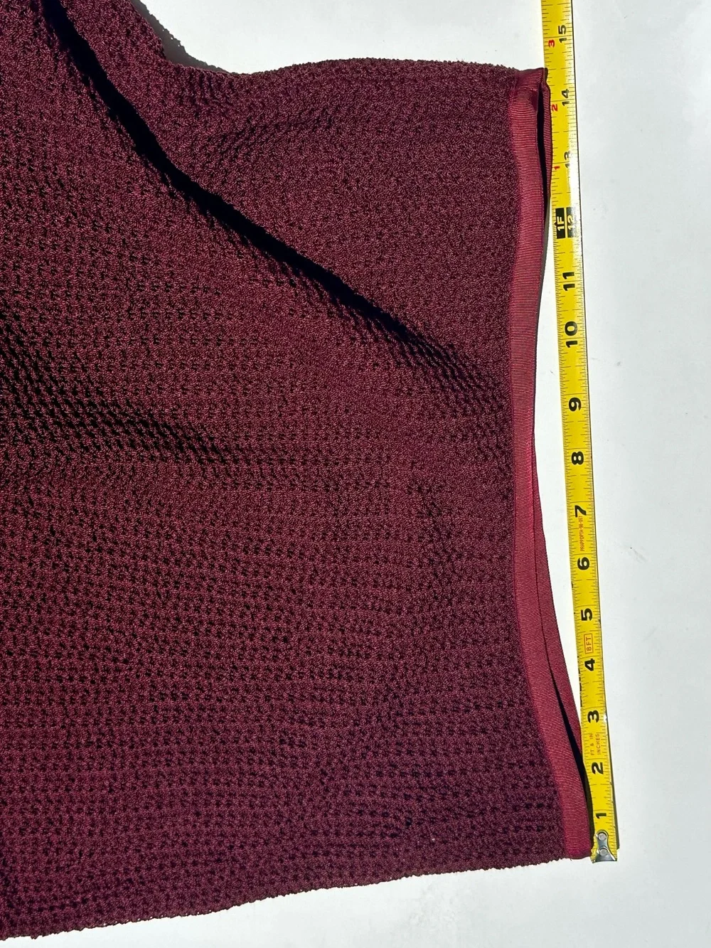 Margaret O’Leary Wool Women's Knit A-Line Skirt in Deep Wine Burgundy, M